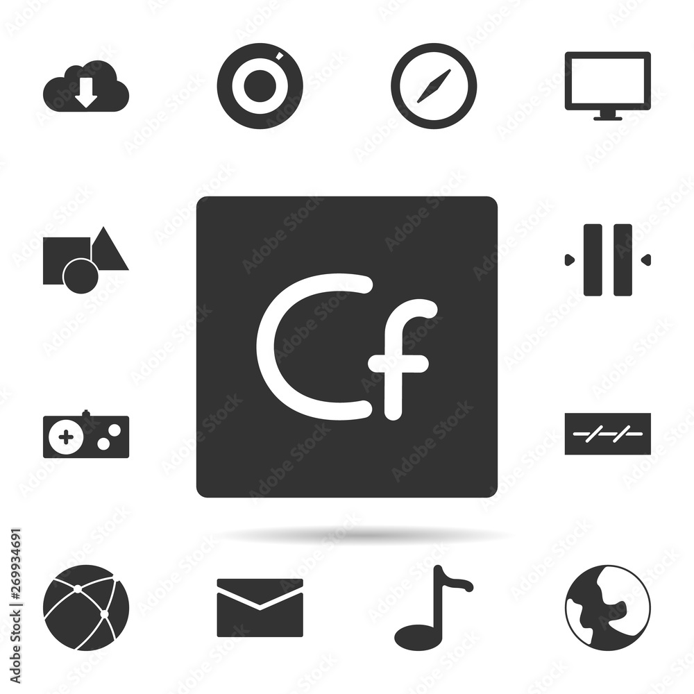 Poster cf abbreviation icon. universal set of web for website design and development, app development