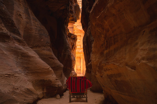 Th Siq, Main Entrance To Petra In Jordan