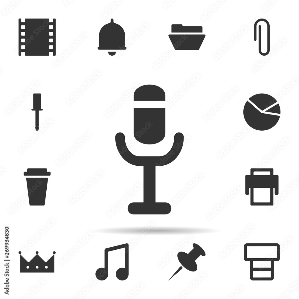 Poster microphone voice icon. universal set of web for website design and development, app development