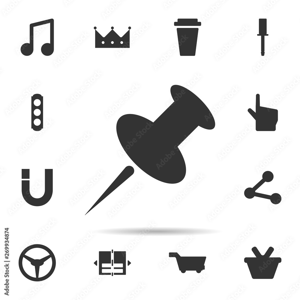 Poster push pin icon. universal set of web for website design and development, app development