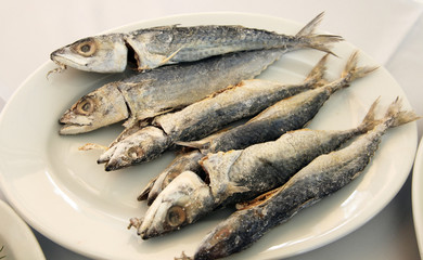 Dried cod on restaurant table
