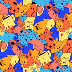 Cute monster party vector kids seamless pattern.