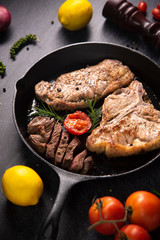 Colorful beef steak and vegetable steaks