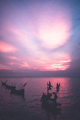 sunset over the local fishing boat