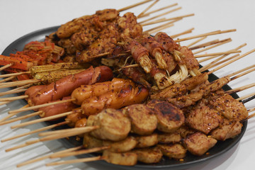 Mala, Barbecue pork Toast grill sauce with Sichuan pepper, Thai Street food.