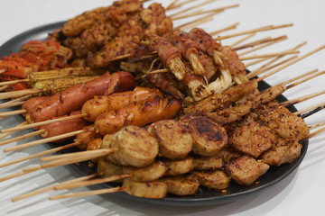 Mala, Barbecue pork Toast grill sauce with Sichuan pepper, Thai Street food.