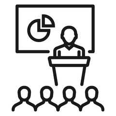 business people presentation - minimal line web icon. simple vector illustration. concept for infographic, website or app.