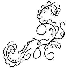 Abstract wildflower outline icon isolated on white white. Hand Drawn vector illustration. Wildflower logo. Sketch