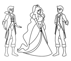 beautiful princess with princes of tales characters