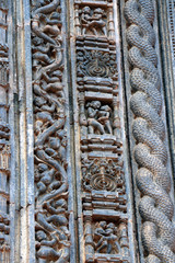 Konark Sun Temple in Odisha, India. Erotism and origin of kamasutra in Indian sculpture. Erotic sculpture of Konark temple.