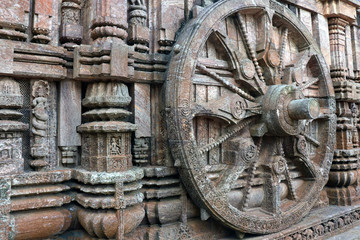 Ancient chariot Wheel, Konark Sun Temple, Orissa. Konark Sun Temple is a 13th-century CE sun temple at Konark about 35 km northeast from Puri on the coastline of Odisha, India.