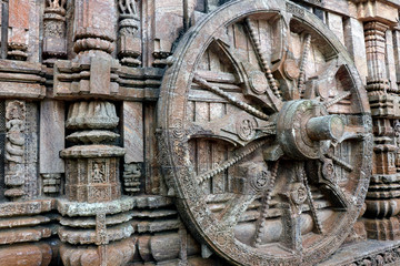 Ancient chariot Wheel, Konark Sun Temple, Orissa. Konark Sun Temple is a 13th-century CE sun temple at Konark about 35 km northeast from Puri on the coastline of Odisha, India.
