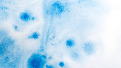 Abstract blue watercolor background. Splashes and strokes. High resolution texture. Modern Art. Hand drawing. Elements for creating brushes and textures. Sky blue