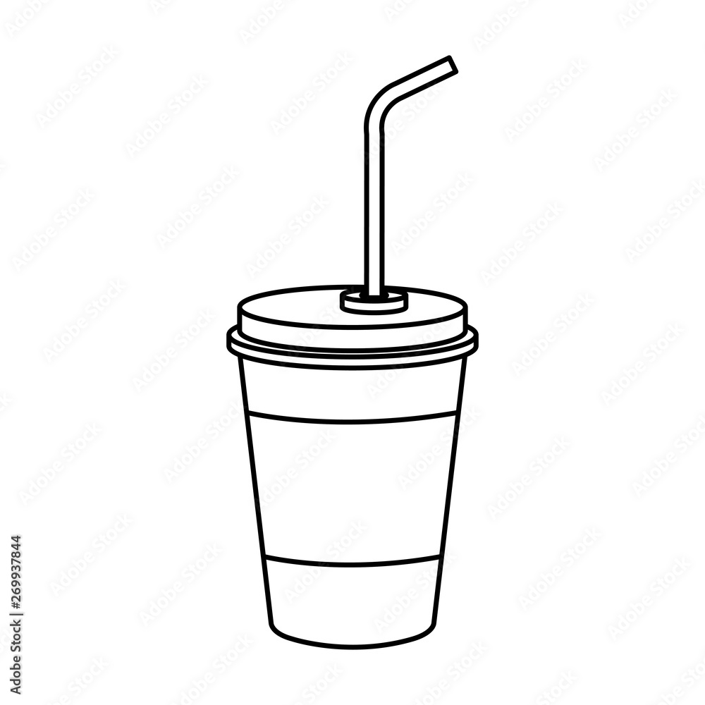 Sticker plastic cup with straw vector illustration