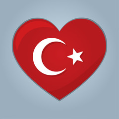 heart with turkey flag vector symbol illustration