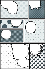 Illustration of a Monochrome color cartoon frame with dot pattern with Comic balloon 