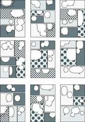 Illustration of a Monochrome color cartoon frame with dot pattern with Comic balloon set