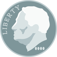 Monochrome US American 10 cent coin 