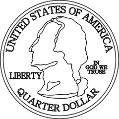 US American 25 cent coin outline