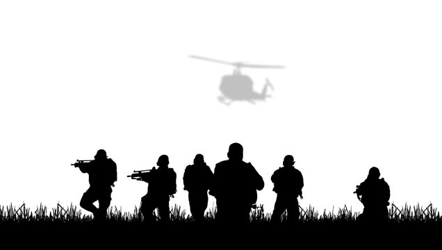  Navy seal silhouettes  on white background