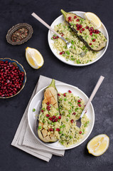 Fried eggplant with couscous