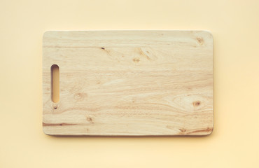 Chopping board wooden on pastel color
