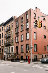 Obraz premium Brownstone facades & row houses in an iconic neighborhood of Brooklyn Heights in New York City