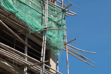 Bamboo scaffoldings of the construction site