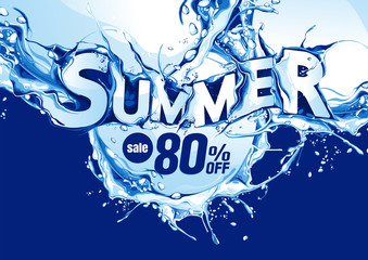 Summer Sale Water Wave, background vector illustration.