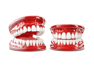 Obraz premium 3d Illustration of human teeth, open and close mouth on white background