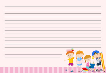 Children on blank note template