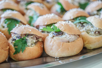 Mini burgers snack for table serving