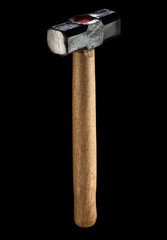 Metal Sledge Hammer Isolated On Black Background