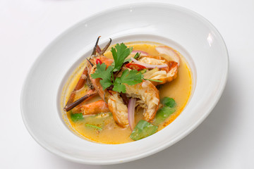 Tom Yum Goong - Thai favorite food on white background