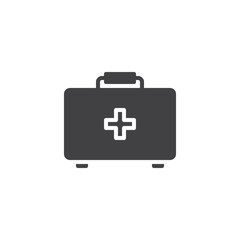 Medical box with cross vector icon. Doctor bag filled flat sign for mobile concept and web design. First-aid kit glyph icon. Symbol, logo illustration. Vector graphics