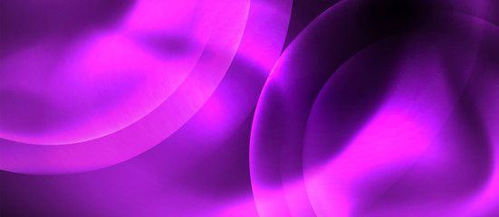 Shiny neon color light with circles abstract background