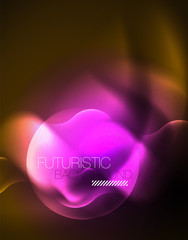 Shiny neon geometric waves template