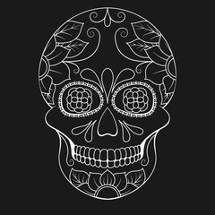 Day of The Dead Skull with floral ornament. Mexican sugar skull. Vector illustration