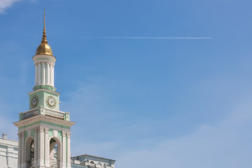 Fototapeta na wymiar KIEV, UKRAINE - May, 18: Beautiful Broach of St. Catherine Church on Kontraktova (Contract) Square - Located in the Touristic Area In The Old Town of Kyiv, Ukraine
