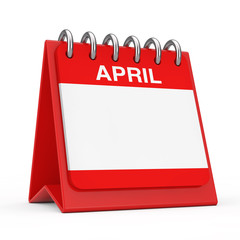 Fototapeta premium Red Desktop Calendar Icon Showing a April Month Page. 3d Rendering