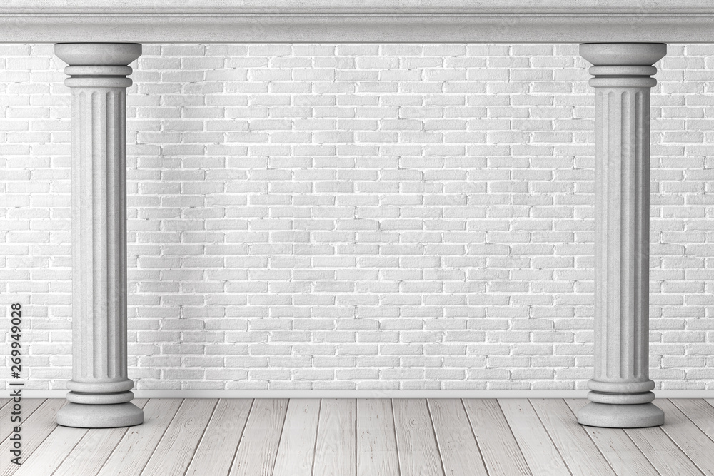 Poster two ancient classic greek columns as frame. 3d rendering