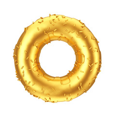 Golden Donut with Golden Sprinkles. 3d Rendering