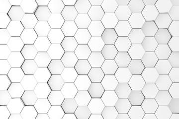 Fototapeta premium White Abstract Honeycomb Hexagone Background Texture. 3d Rendering