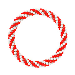 White and Red Balloons in Shape of Circle, Ring or Portal. 3d Rendering