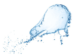 Fototapeta na wymiar single pure blue water splash isolated on white background
