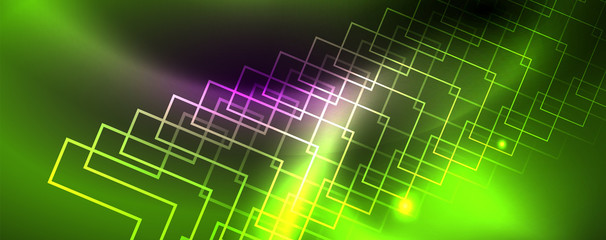 Shiny glowing design background, neon style lines, technology concept, vector
