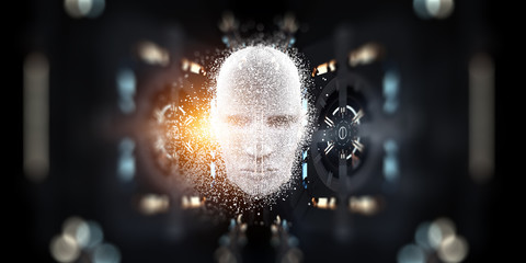 Digital head, artificial intelligence concept