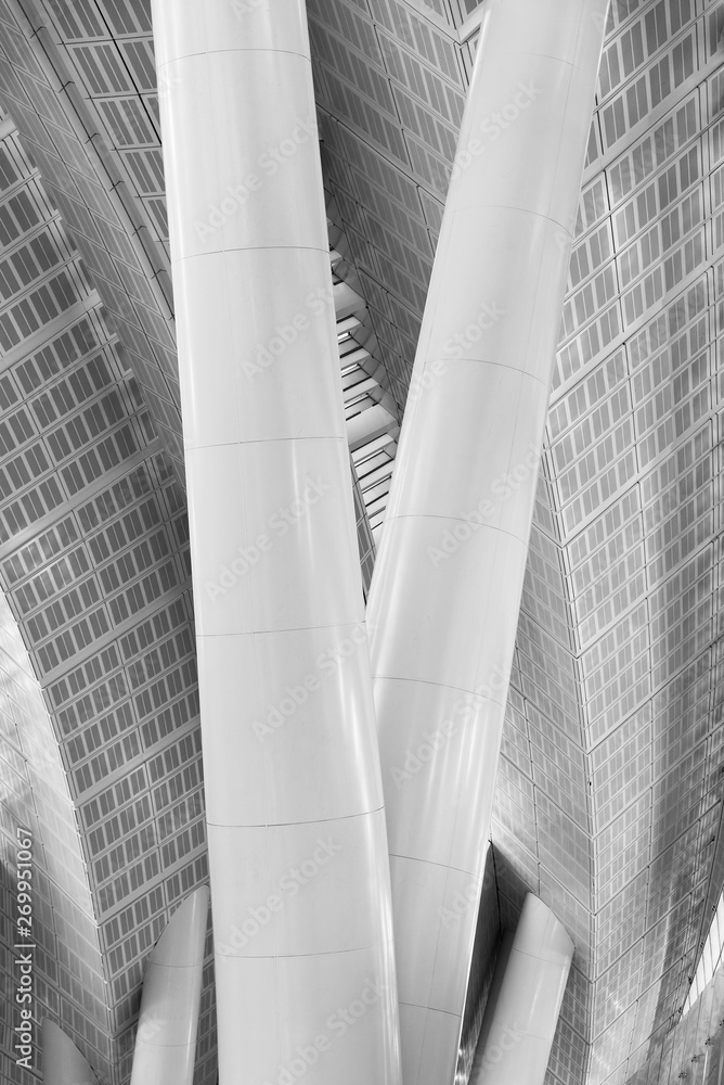 Poster interior of modern architecture. building abstract background