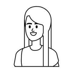 young woman avatar character vector illustration