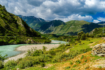Naklejka na ściany i meble The Vjosa River in Albania